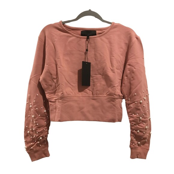 Kendall & Kylie Tops - Women's Small Sweatshirt pullover Kendall + Kylie cropped with beads tie back